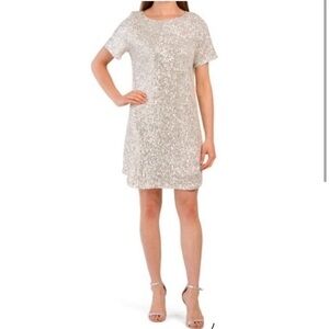 NWOT SEVEN FOR ALL MANKIND SILVER SEQUIN MINI DRESS - Size Medium SKU:25